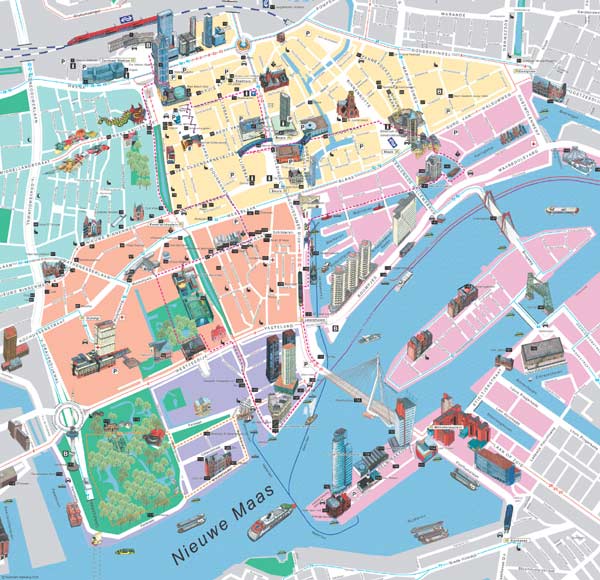 Hoge-resolutie grote stads-kaart van Rotterdam