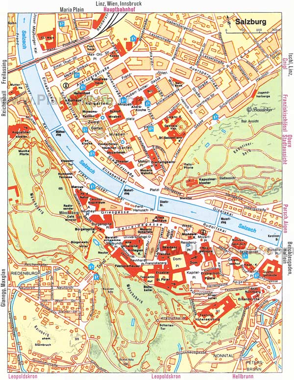Детальная карта Зальцбурга - скачать или распечатать