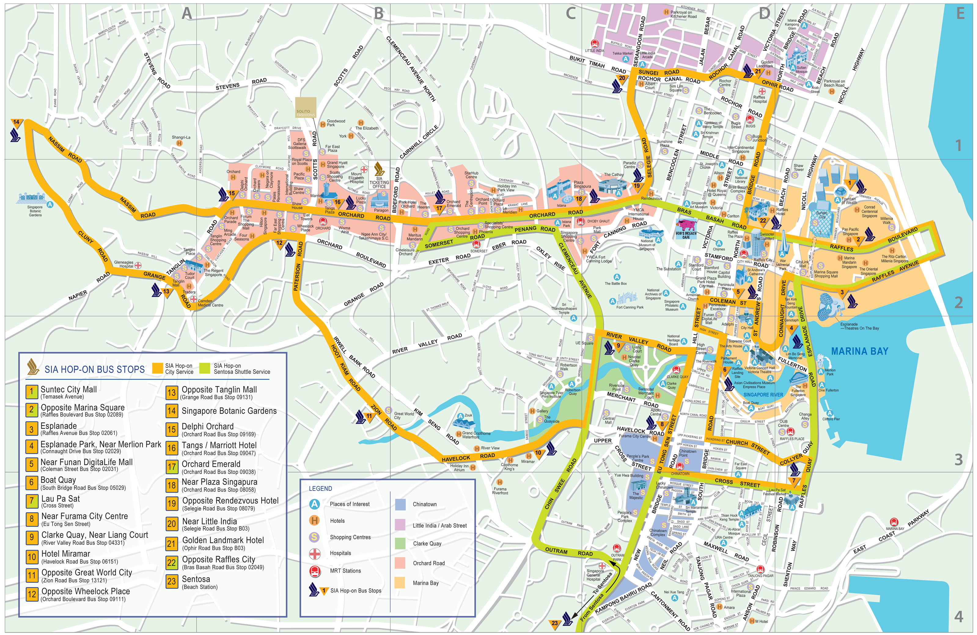 Singapore Tourist Map With Mrt