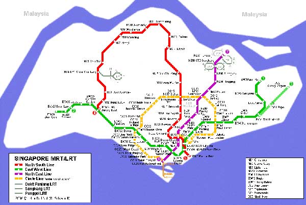 Детальная карта метро Сингапура - скачать или распечатать