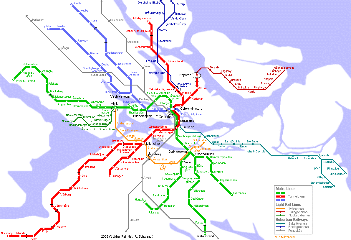 Detailed metro map of of Stockholm - download for print out