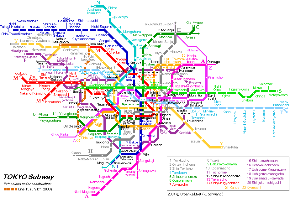 the subway map of tokyo