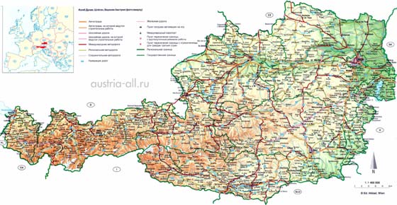 Детальная карта Австрии - скачать или распечатать