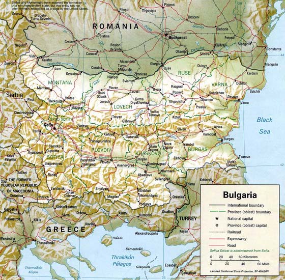 Детальная карта Болгарии - скачать или распечатать