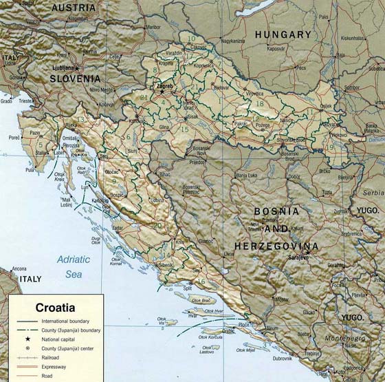 Детальная карта Хорватии - скачать или распечатать