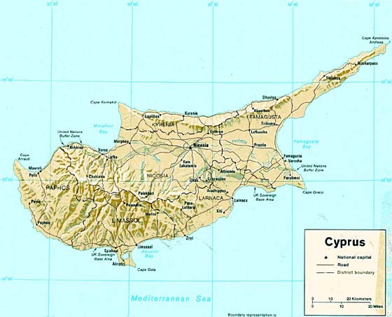 Детальная карта Кипра - скачать или распечатать