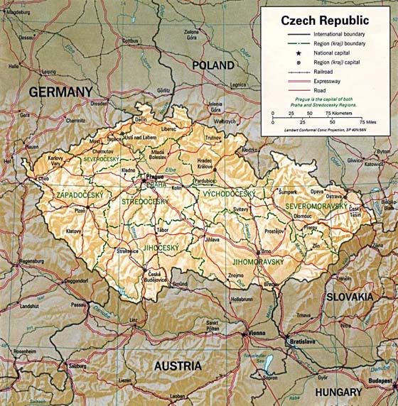 Детальная карта Чехии - скачать или распечатать