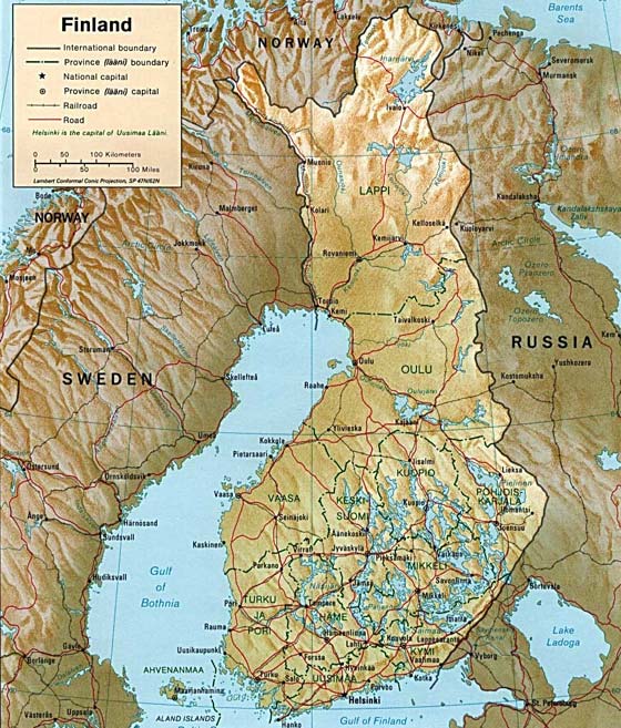 Детальная карта Финляндии - скачать или распечатать