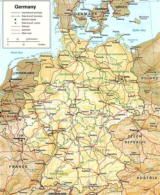 Детальная карта Германии - скачать или распечатать
