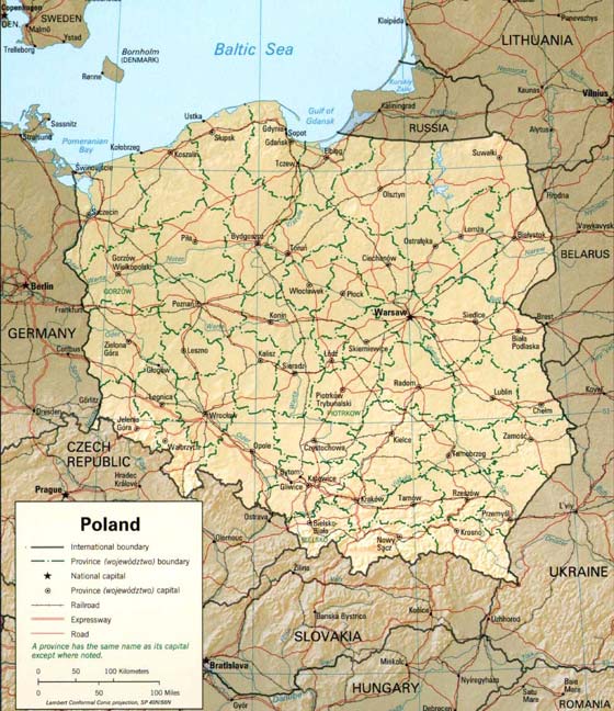 Детальная карта Польши - скачать или распечатать