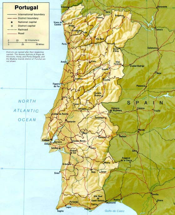 Детальная карта Португалии - скачать или распечатать