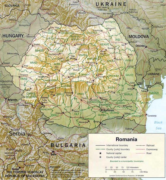 Детальная карта Румынии - скачать или распечатать