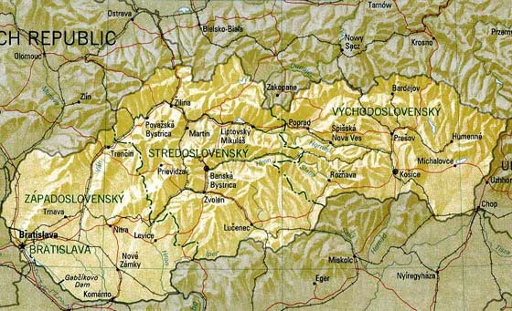 Детальная карта Словакии - скачать или распечатать