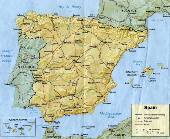 Детальная карта Испании - скачать или распечатать