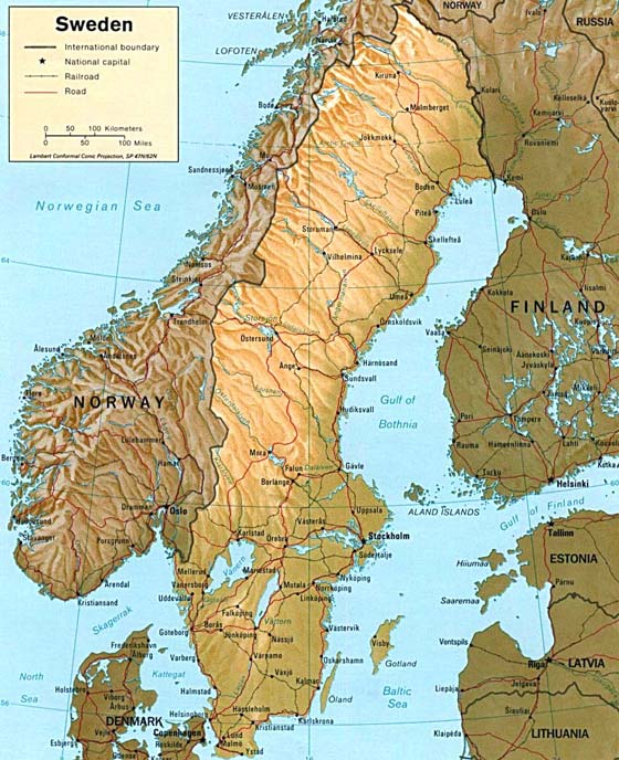 Детальная карта Швеции - скачать или распечатать