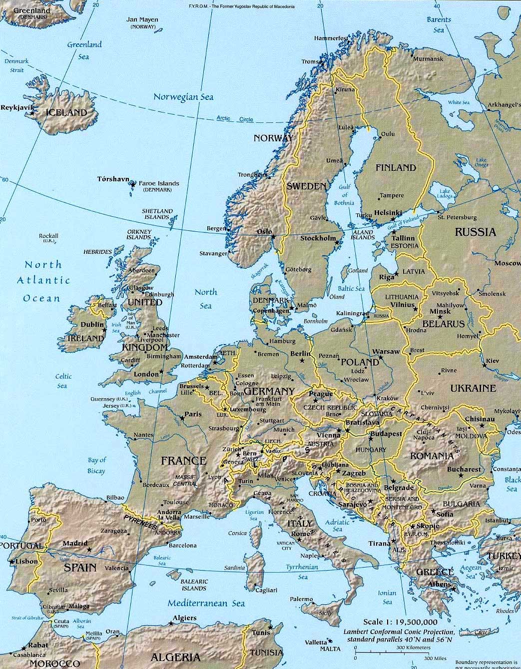 Европа - Подробная карта Европы