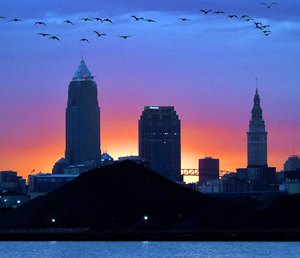 Cleveland skyline above the coal slag