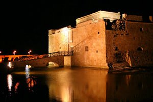 Paphos castle at night