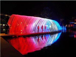 Water and Light  Show \"Vive la France\" in  the  Autostadt  Wolfsburg