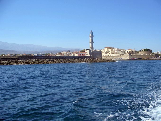 Chania lighthouse from sea