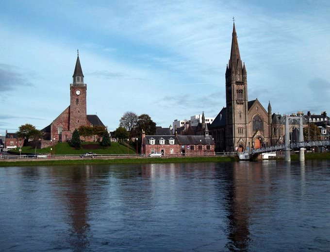 Old High and Free North Churches on bank of River Ness Inverness