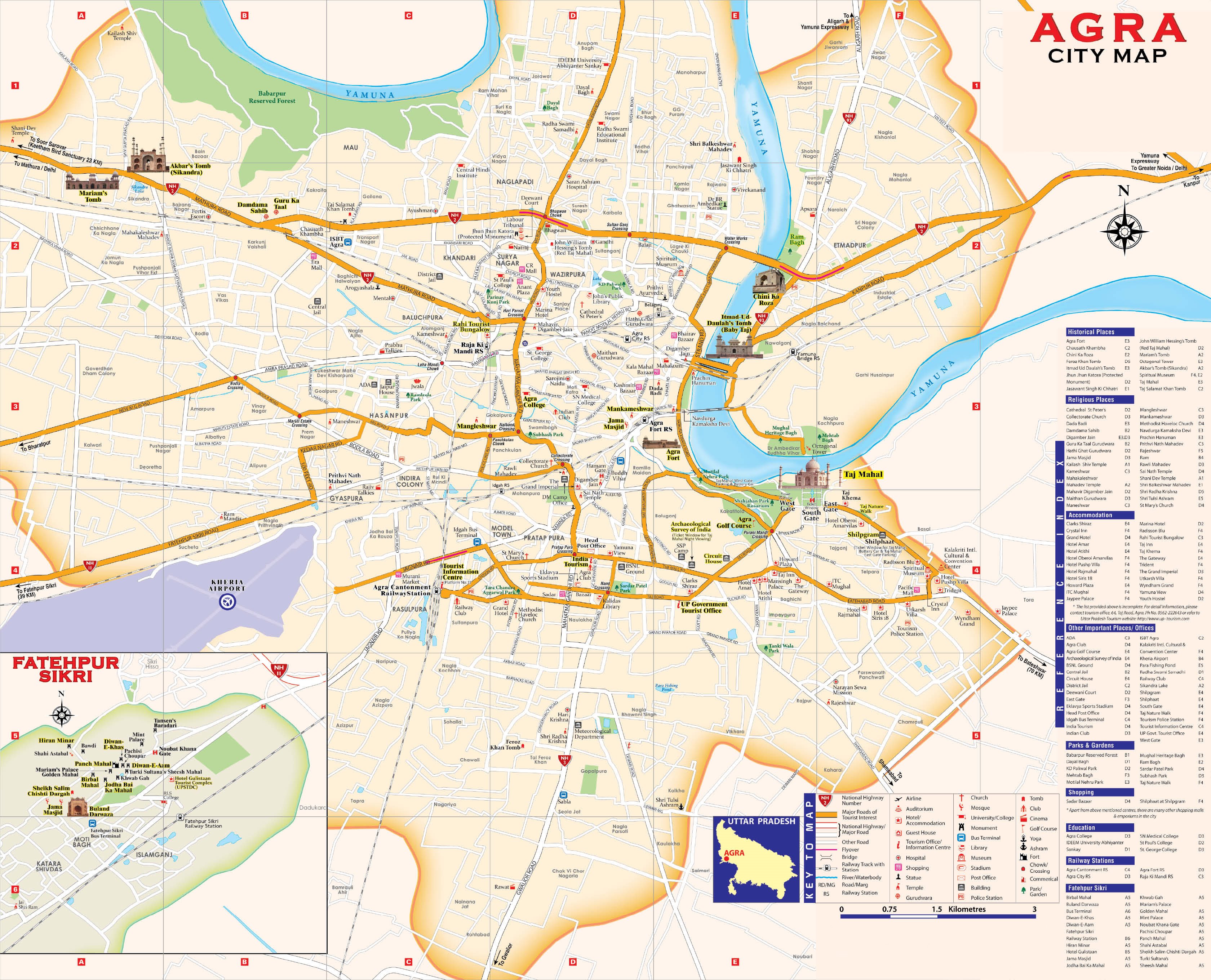 agra tourist map