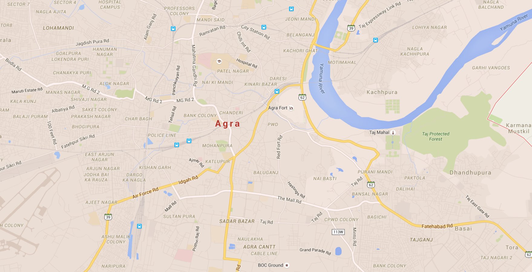 agra tourist places map