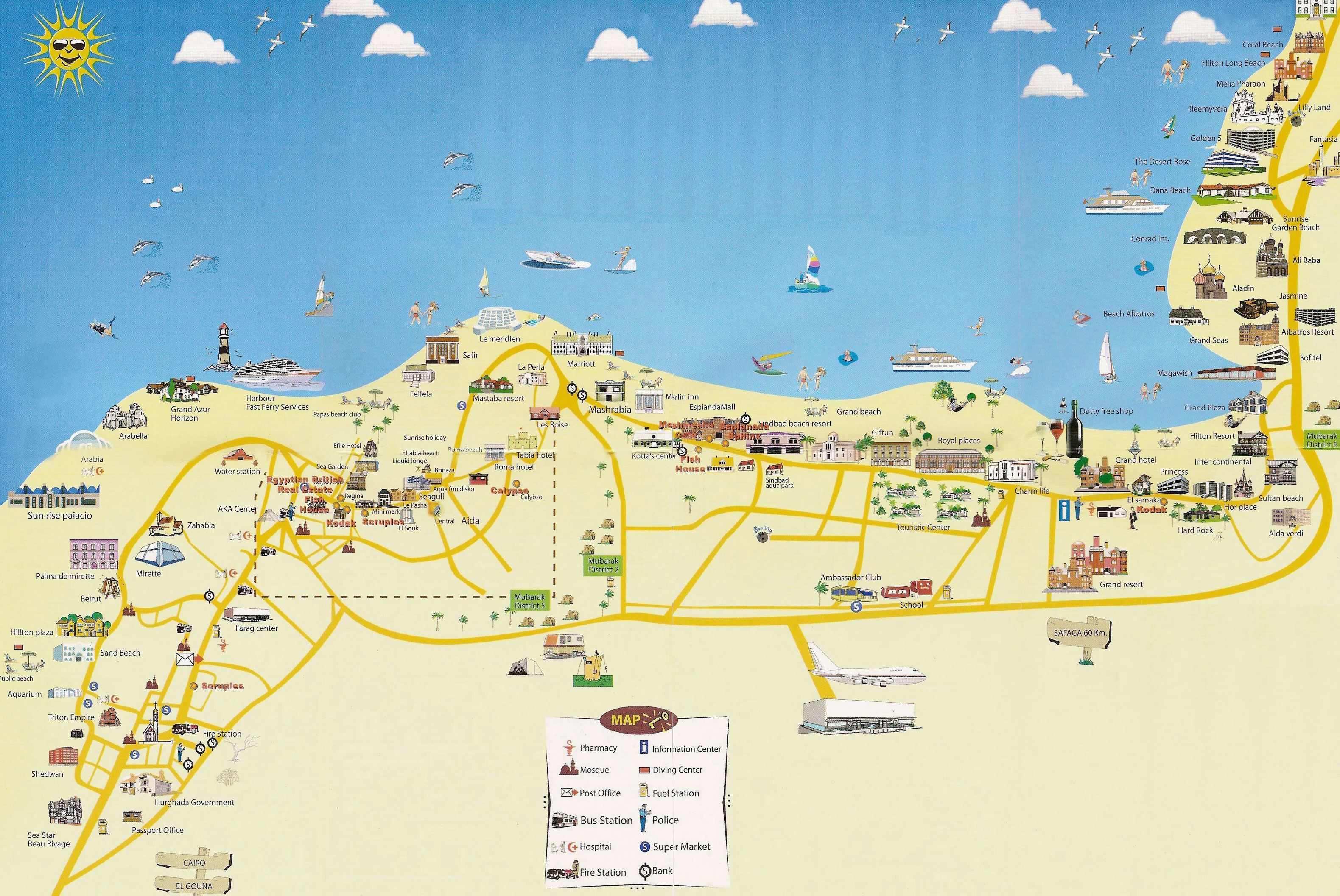 Stadtplan von Hurghada | Detaillierte gedruckte Karten von Hurghada