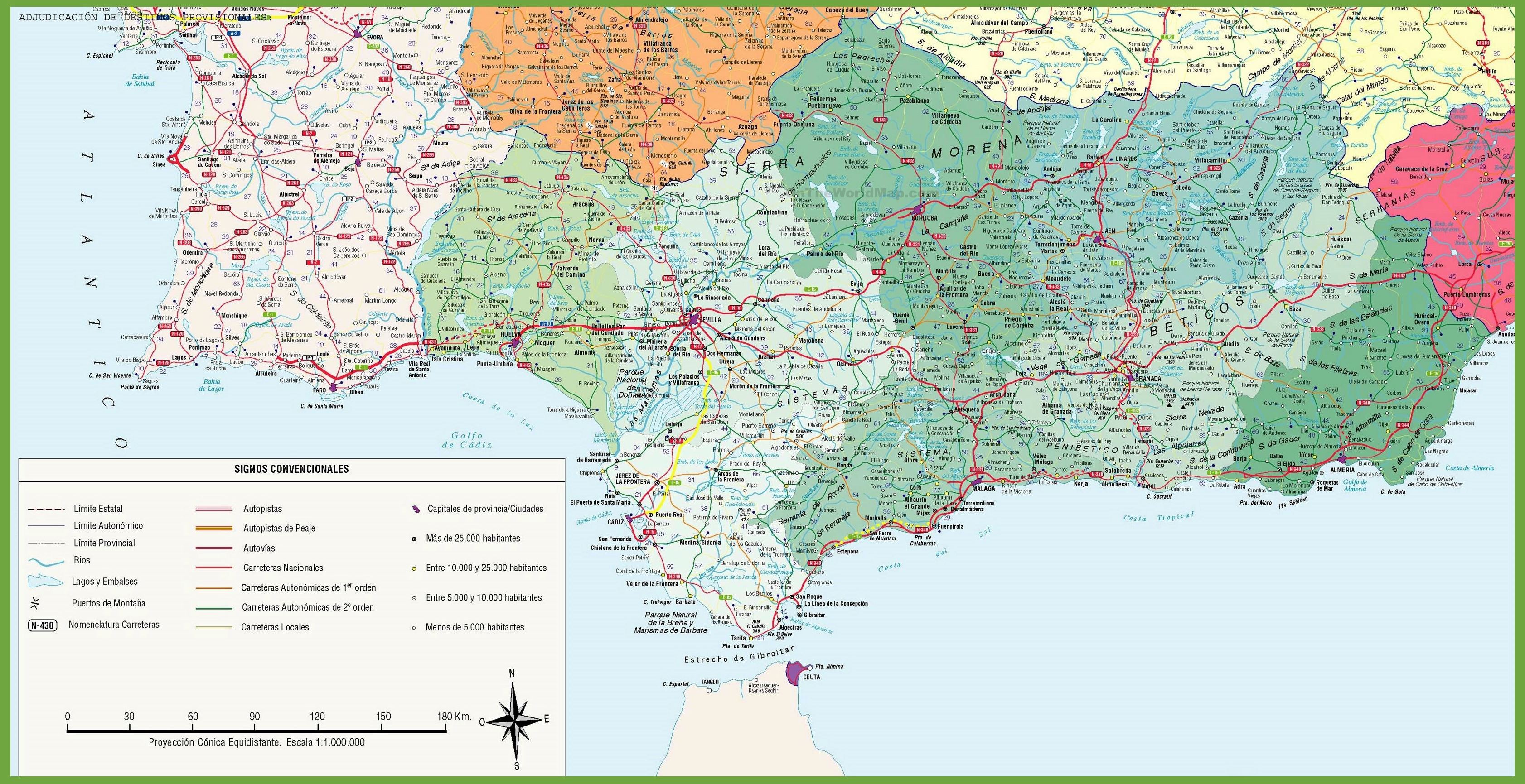 Road Map Of Andalucia Spain