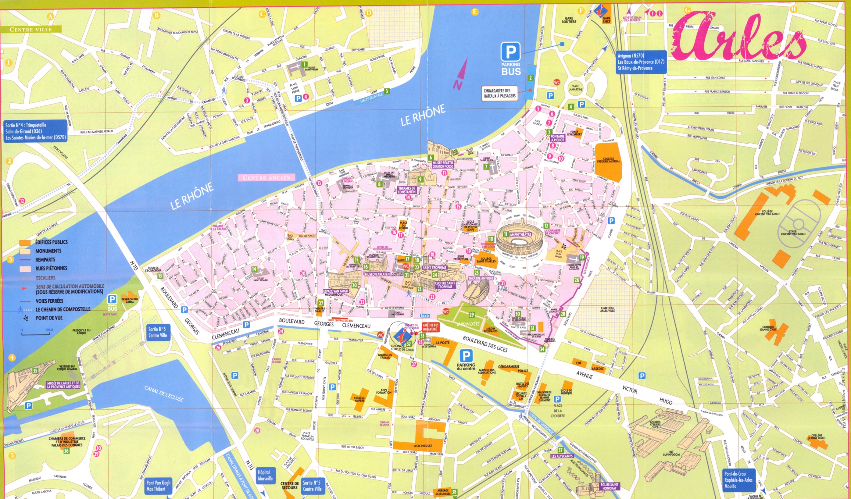 Stadtplan von Arles | Detaillierte gedruckte Karten von Arles