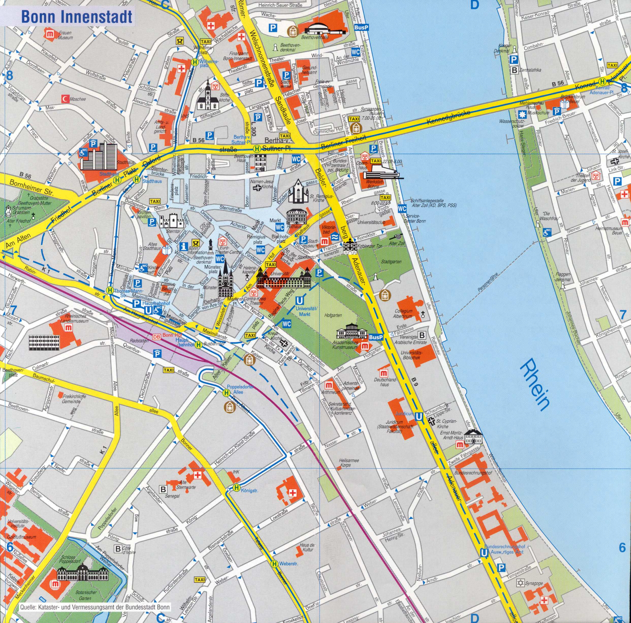 Stadtplan Von Bonn Detaillierte Gedruckte Karten Von Bonn Deutschland Der Herunterladenmoglichkeit