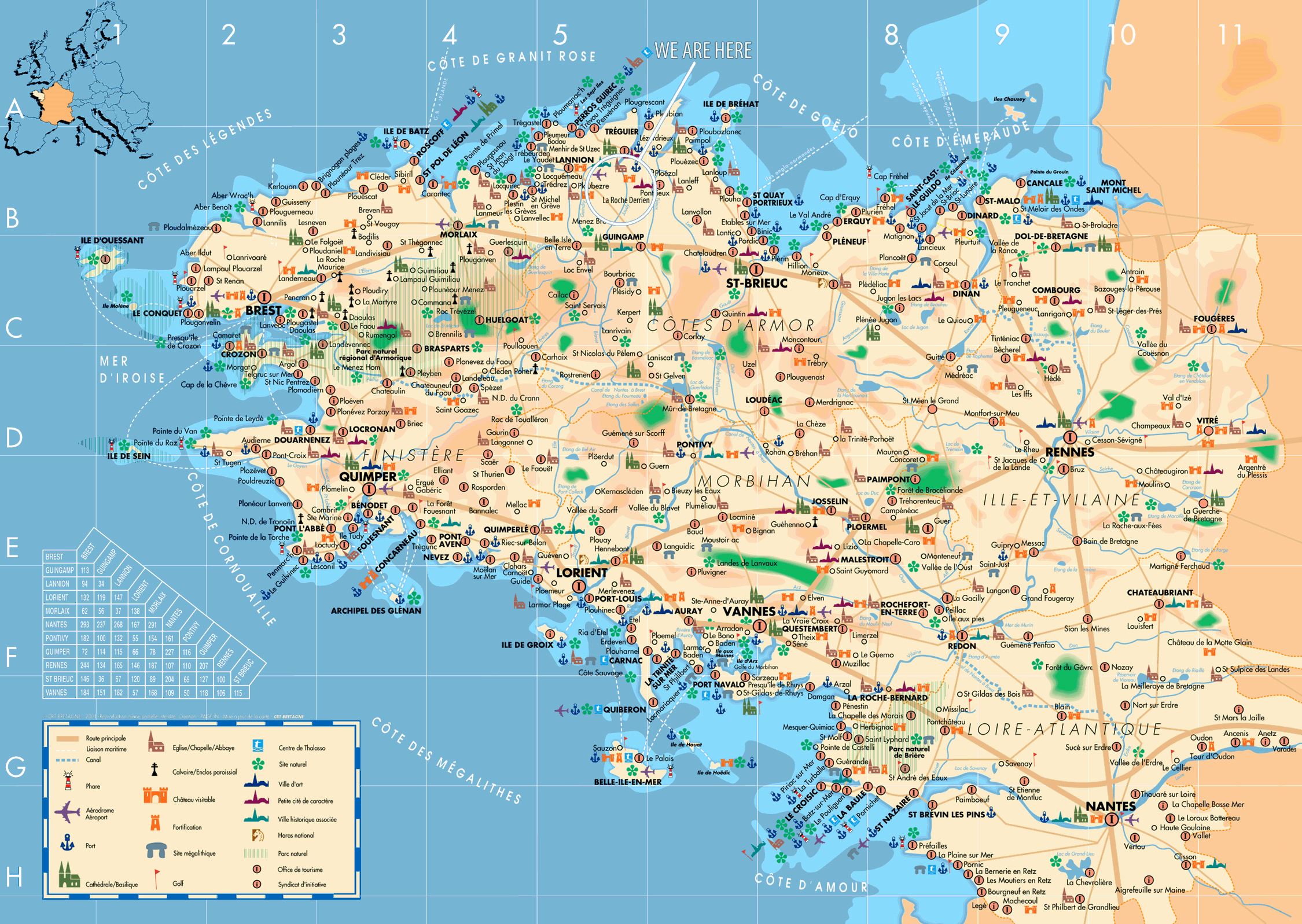 Stadtplan von Bretagne Detaillierte gedruckte Karten von Stadtplan von Bretagne Detaillierte gedruckte Karten von