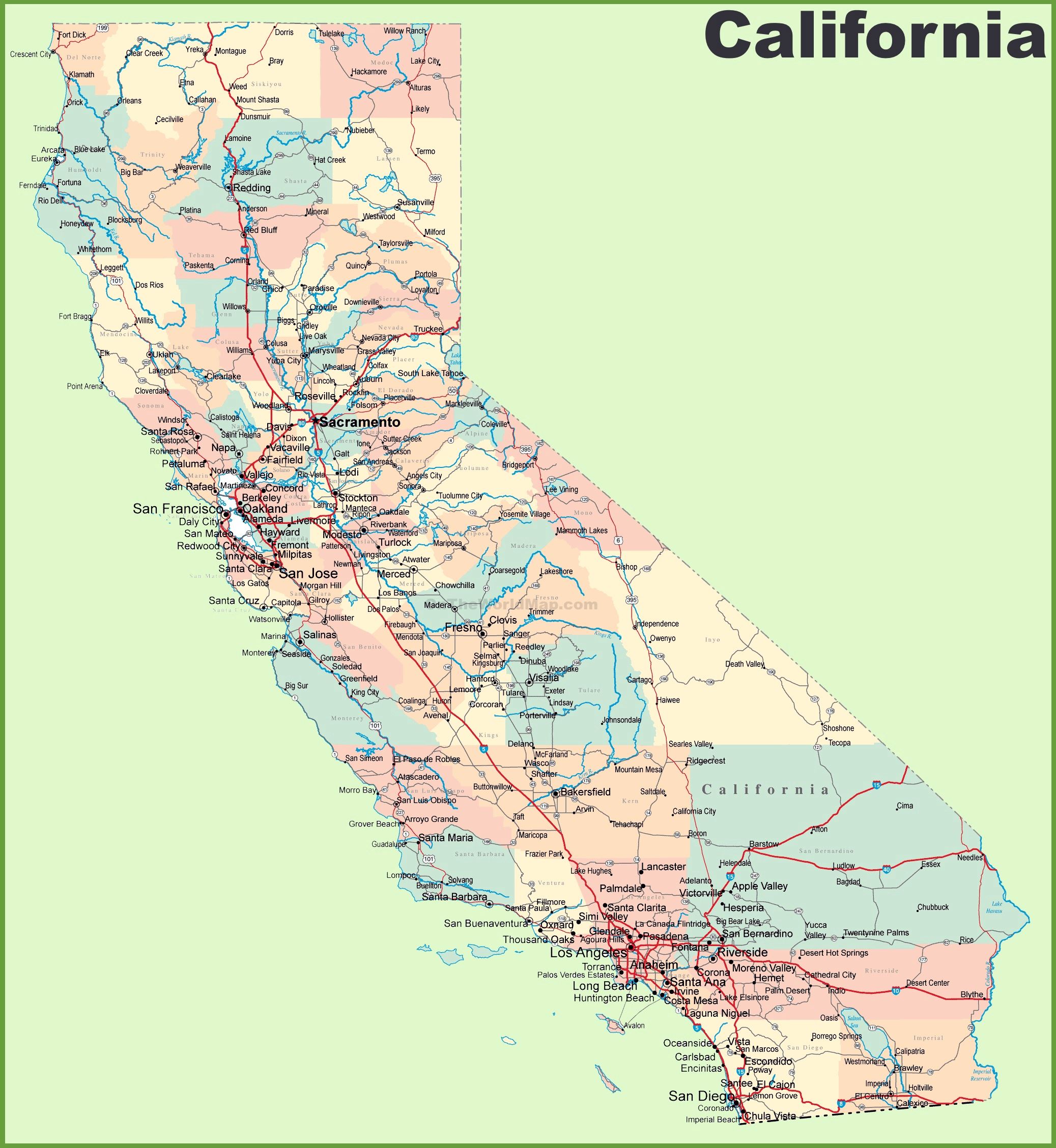 carte de la californie