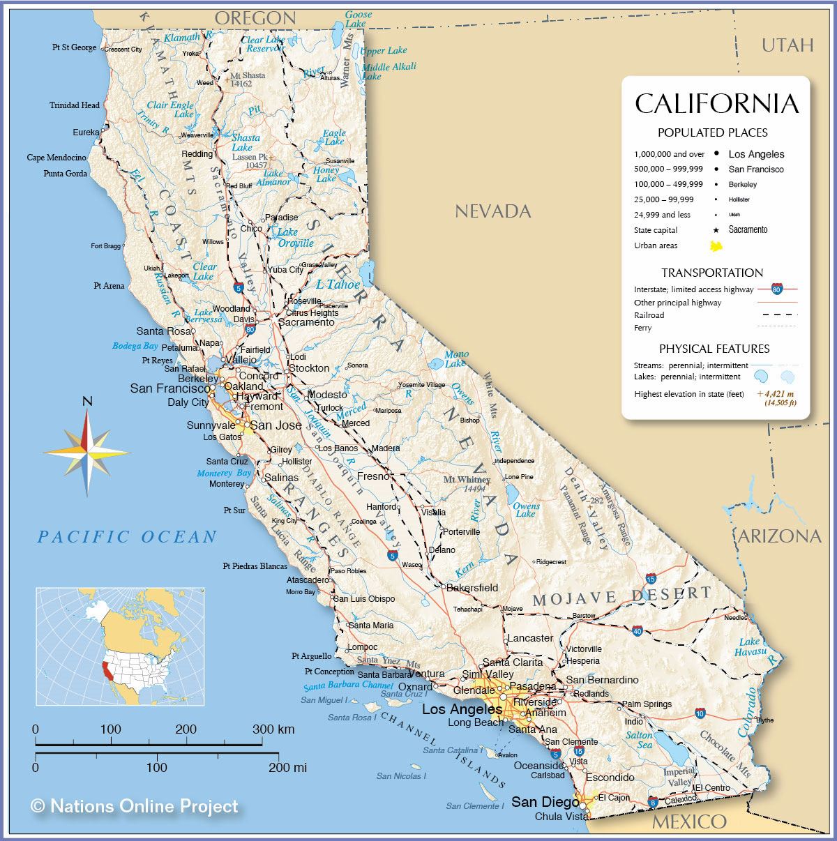 map of california tourist sites