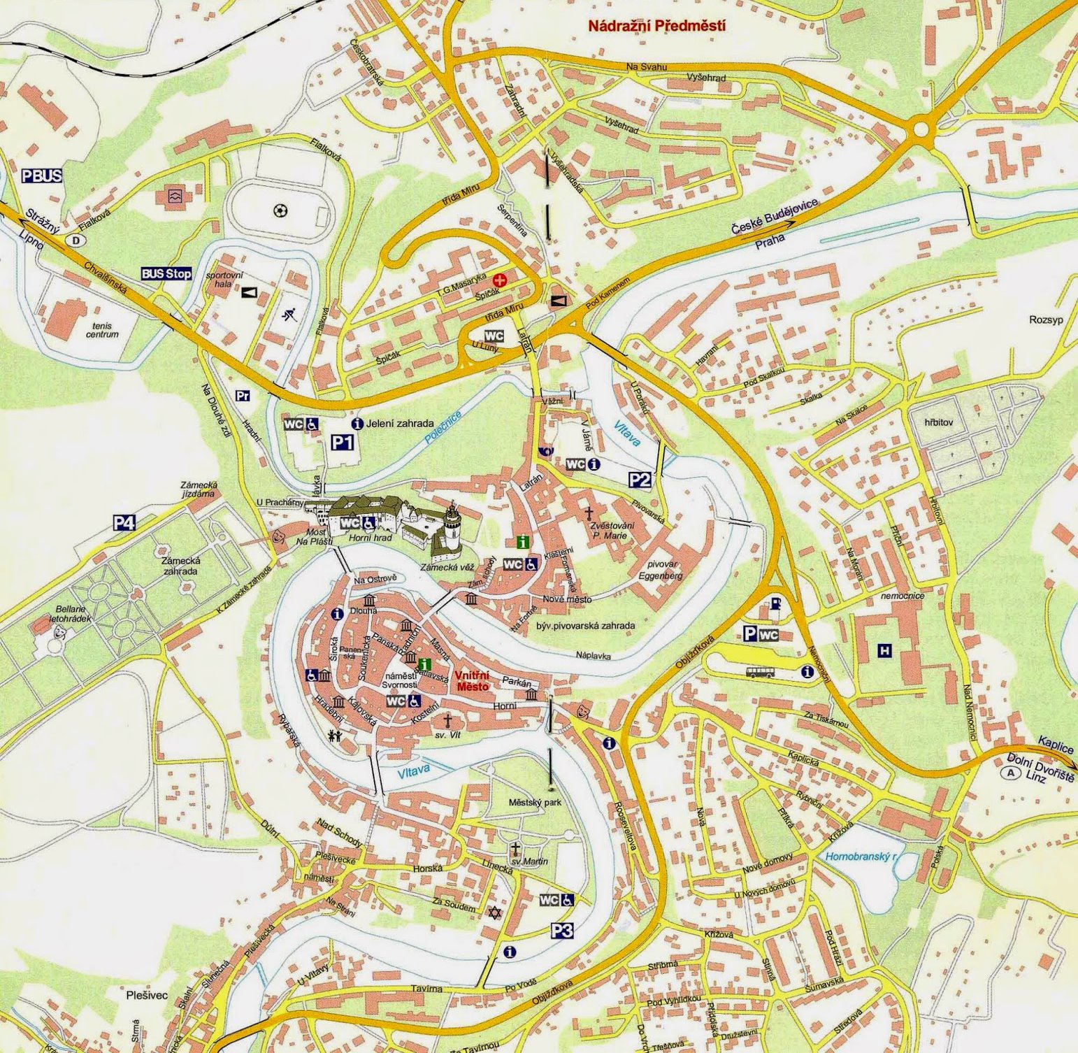 Cesky Krumlov Town Map