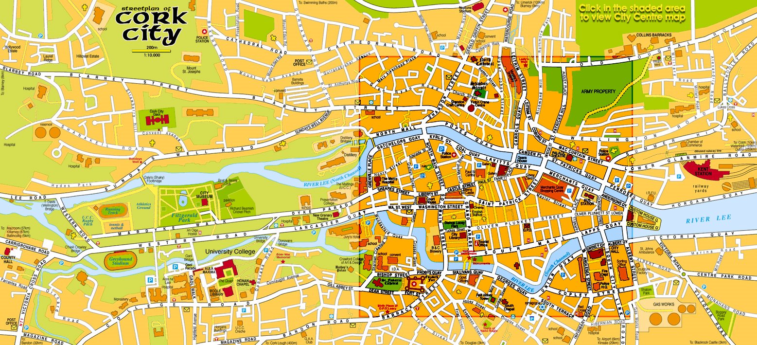 tourist map of cork city centre