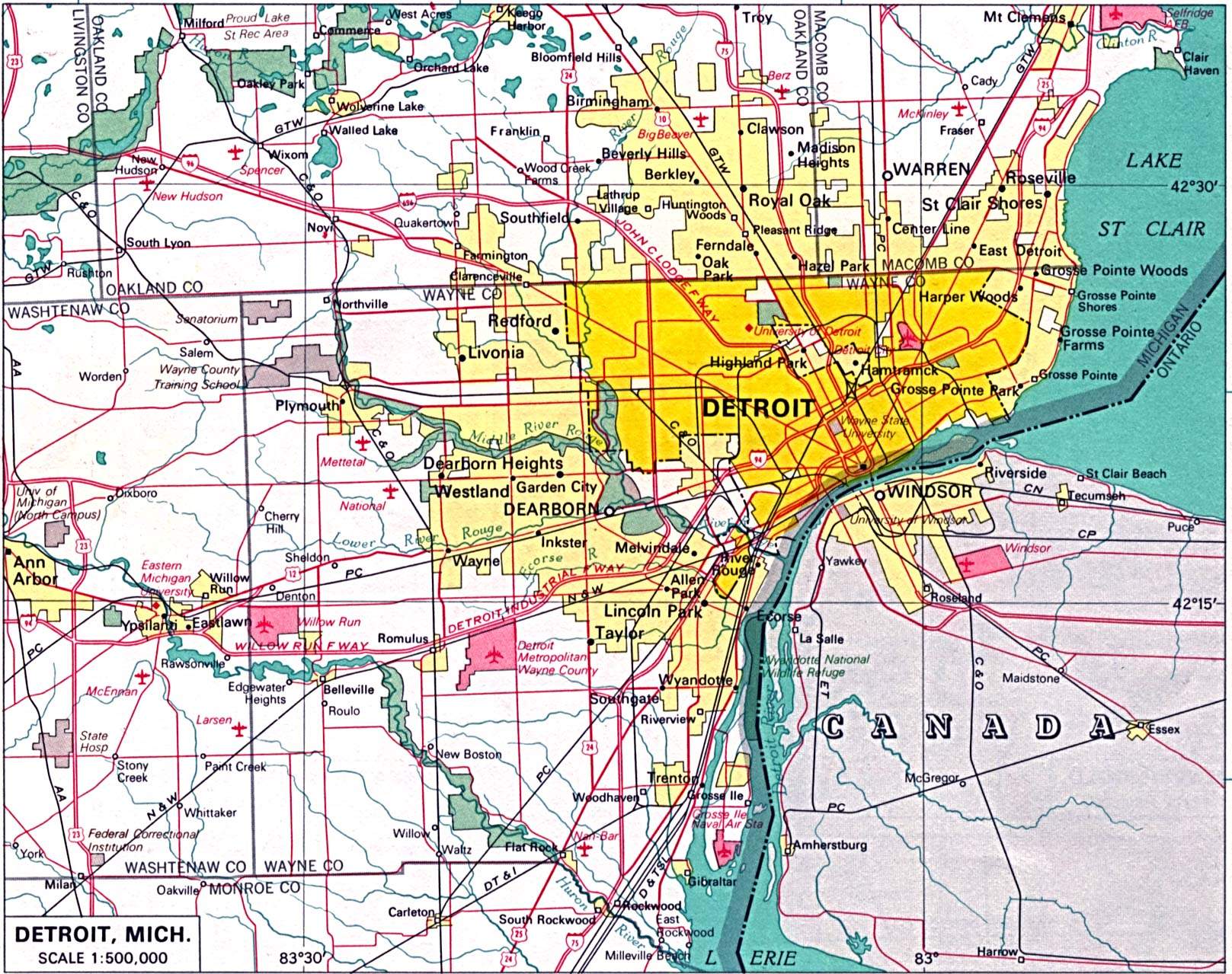 Printable Map Of Detroit