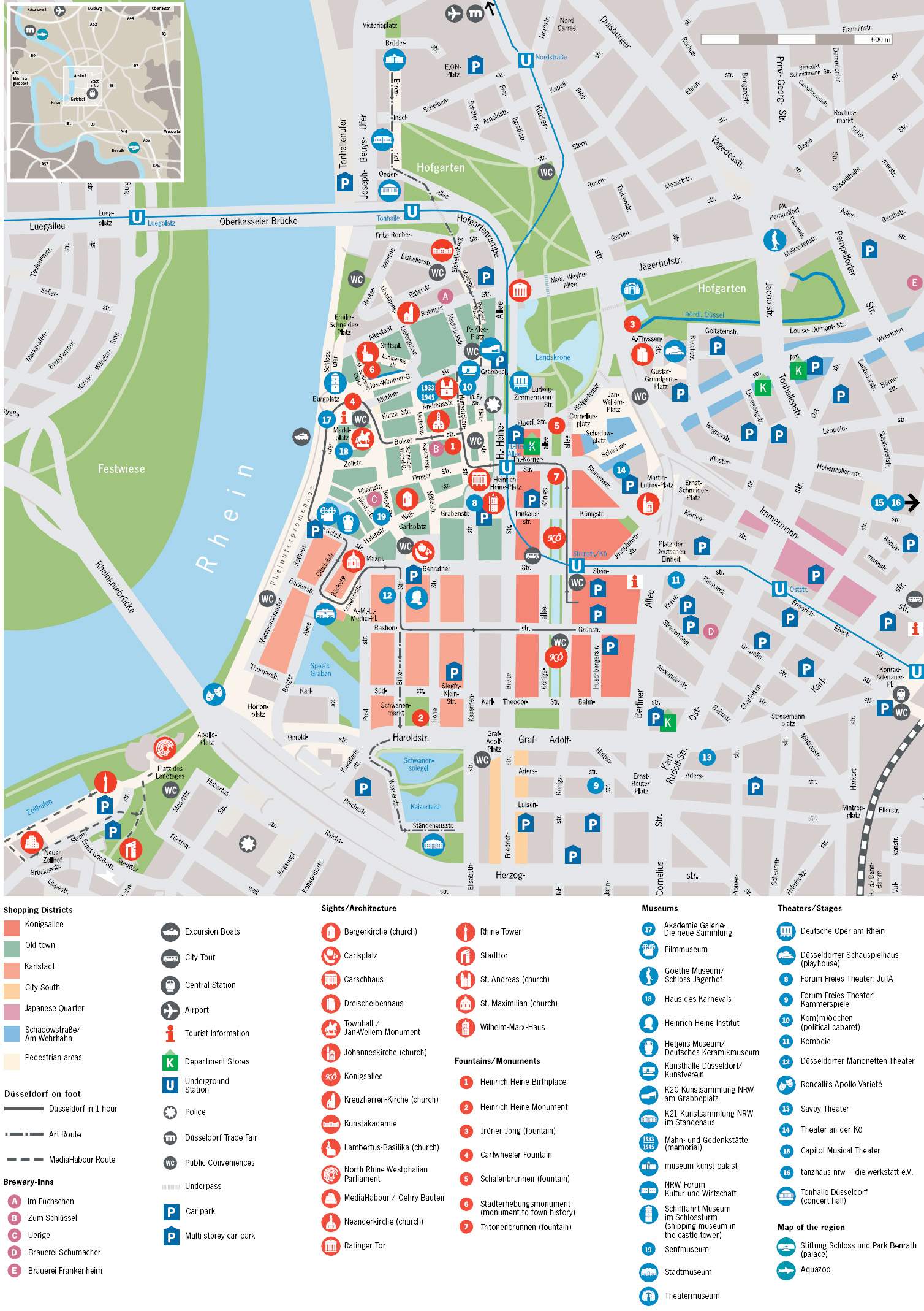 Stadtplan Von Dusseldorf Detaillierte Gedruckte Karten Von Dusseldorf Deutschland Der Herunterladenmoglichkeit