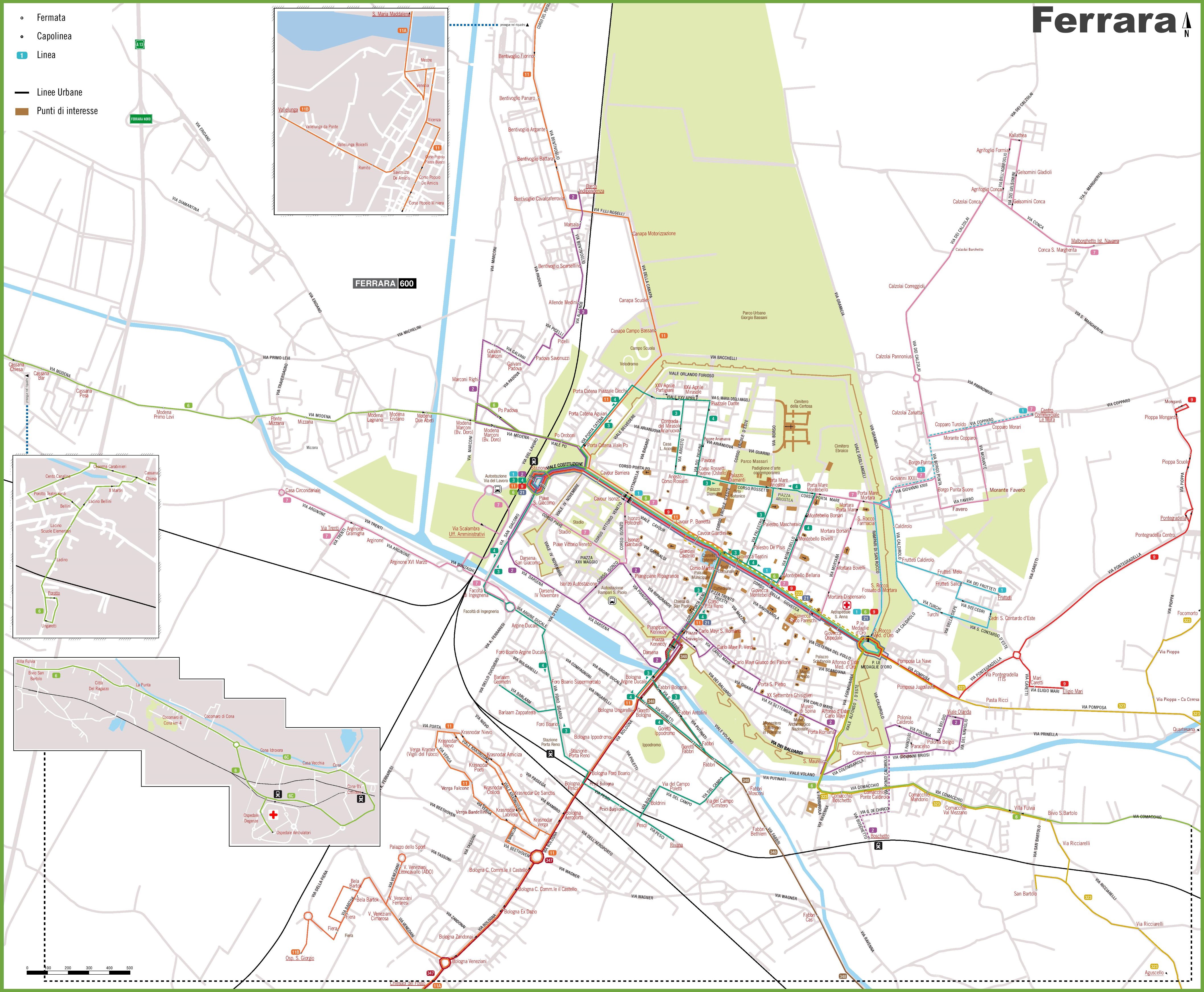 tourist map of ferrara italy
