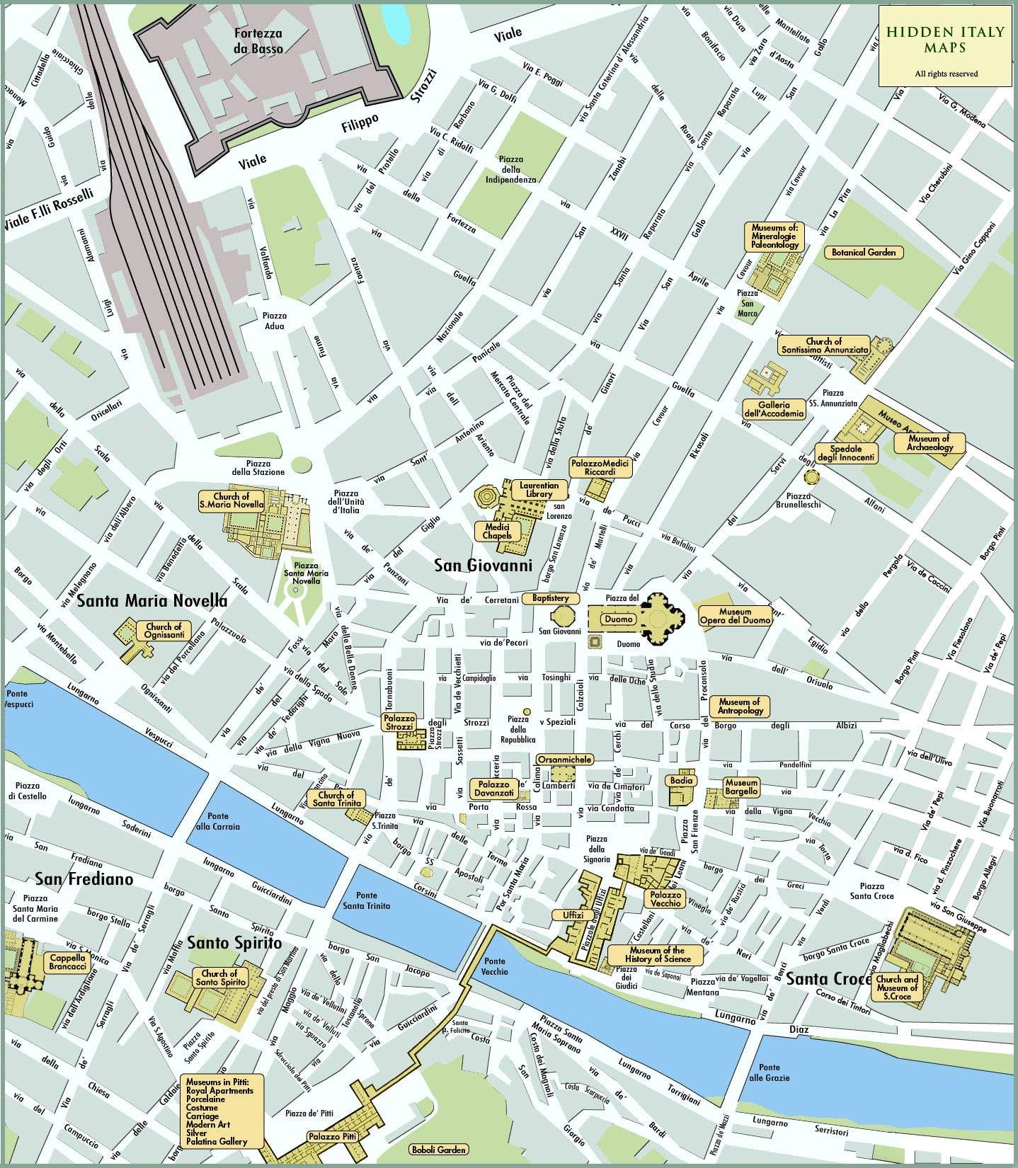 tourist walking map of florence