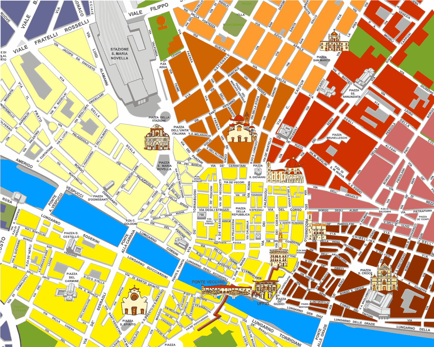 map of tourist attractions in florence