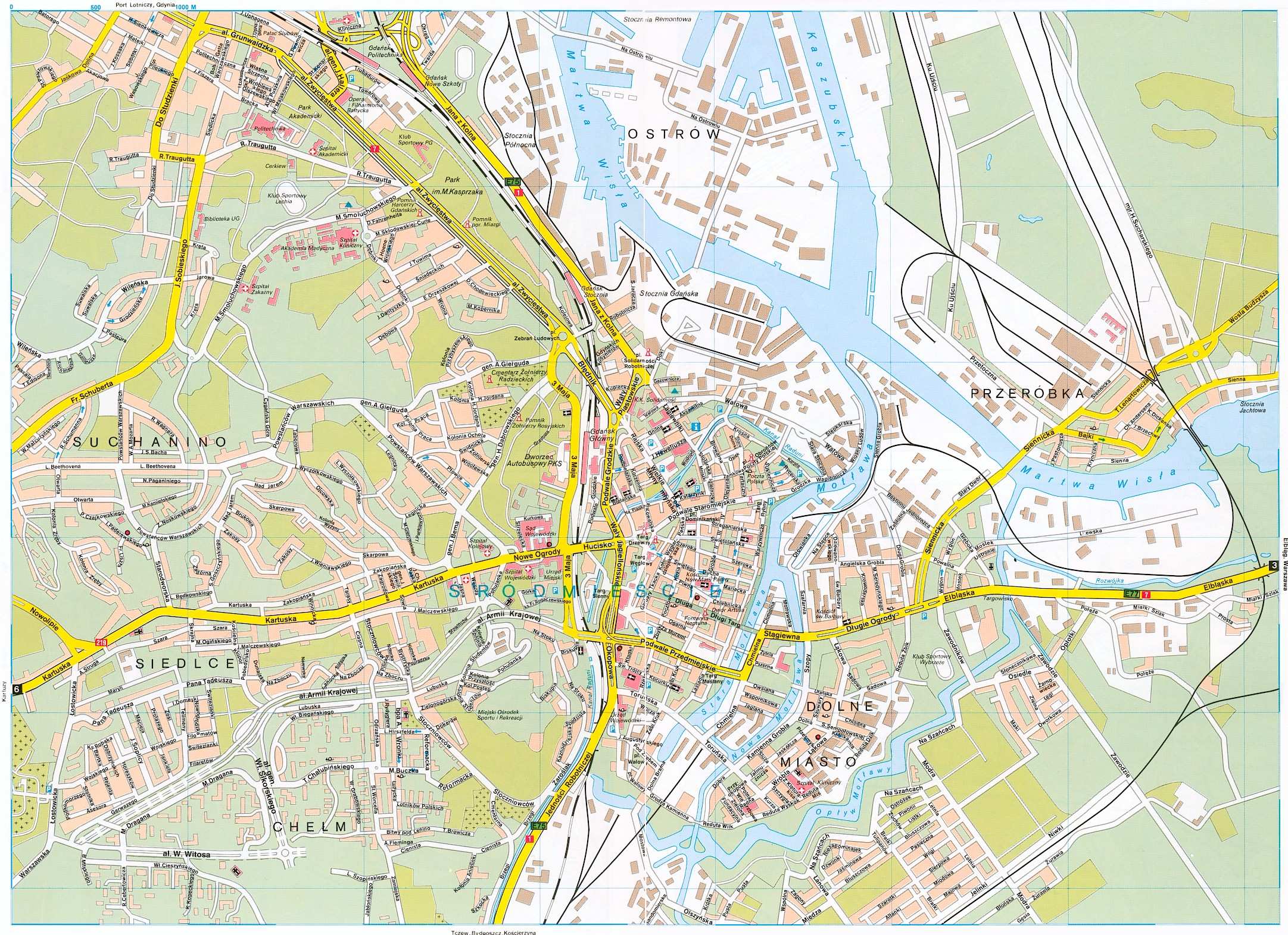 gdansk map with tourist attraction