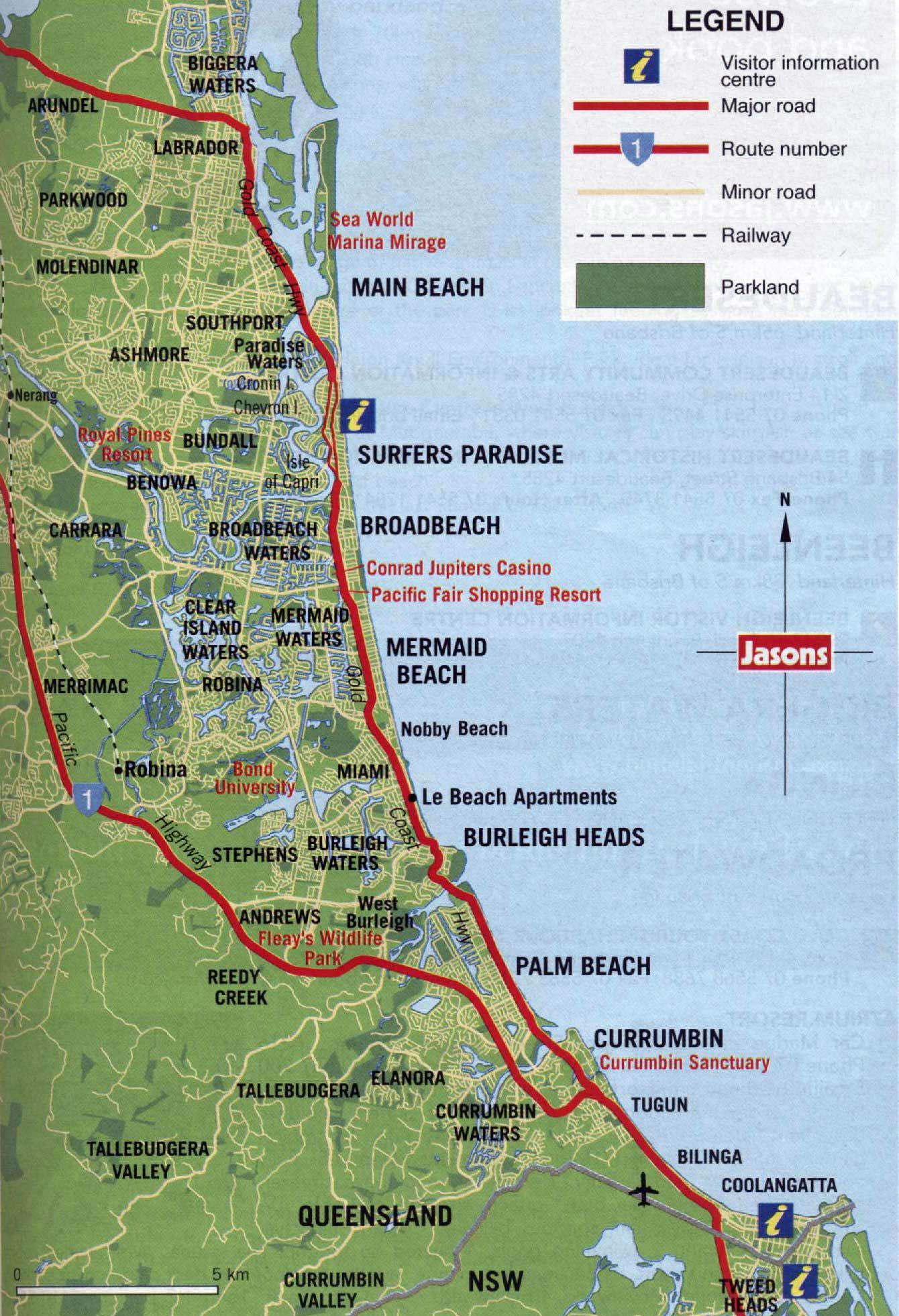 Gold Coast Map Queensland - Gambaran
