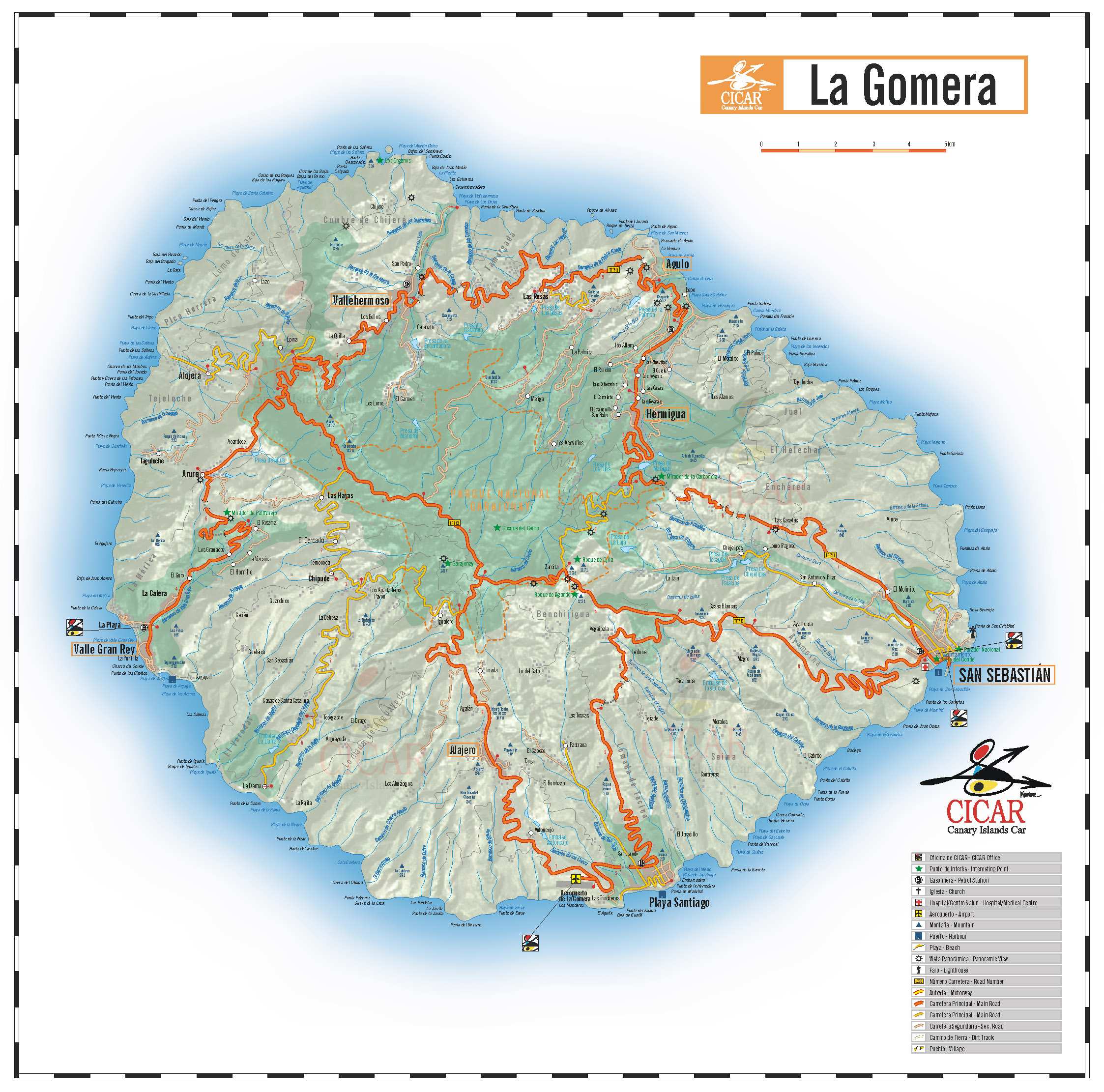 Stadtplan von La Gomera | Detaillierte gedruckte Karten von La Gomera