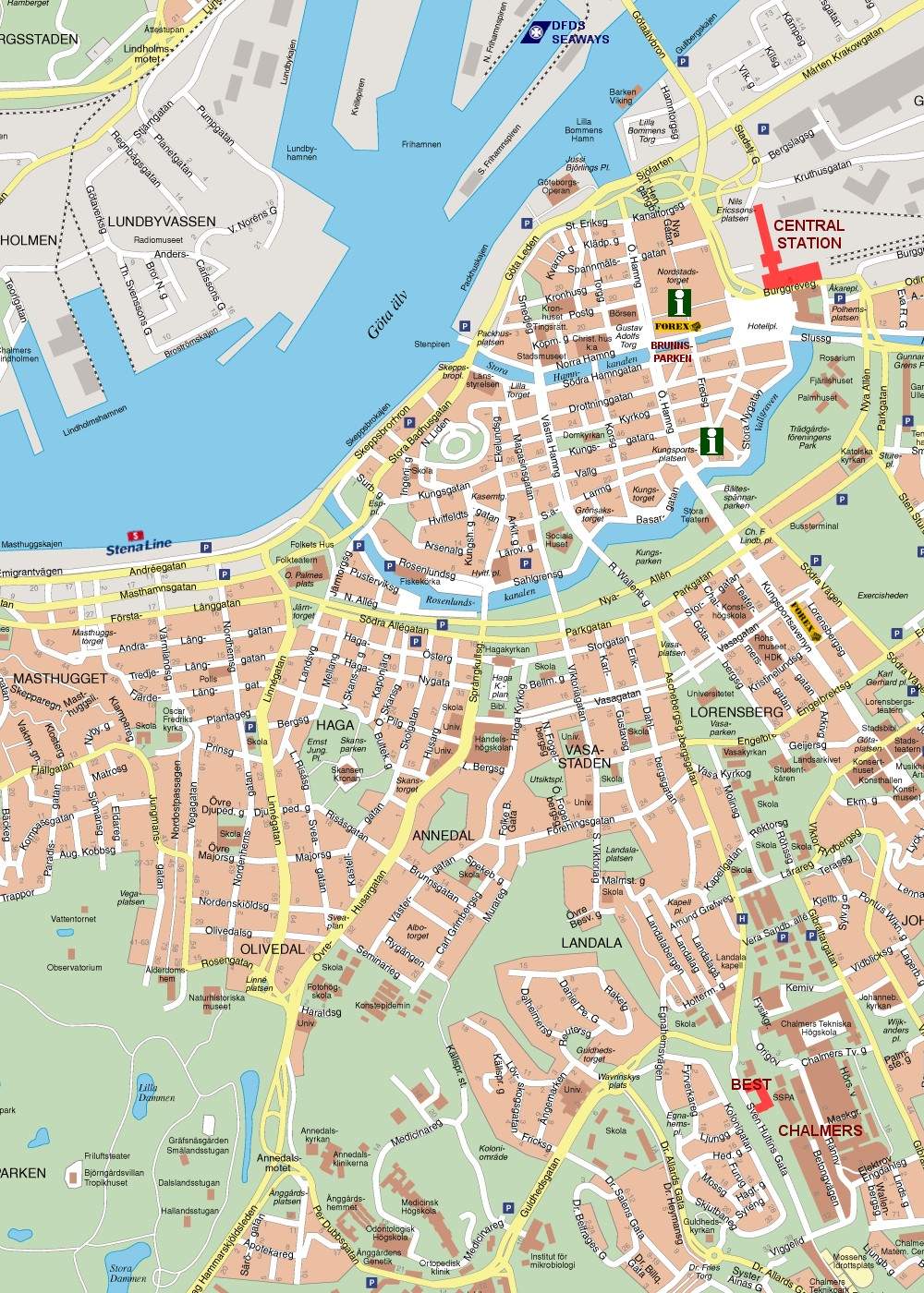 Stadtplan von Göteborg | Detaillierte gedruckte Karten von Göteborg
