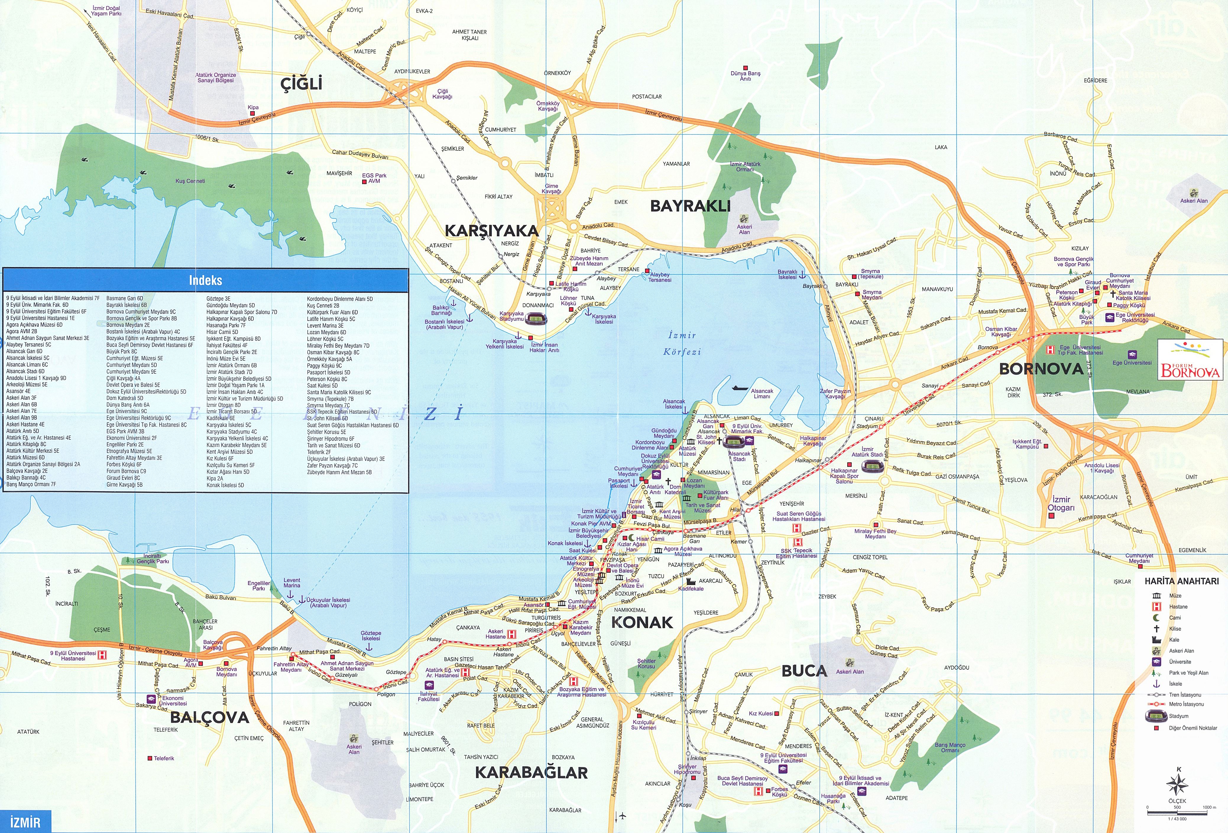 Detailed hi-res maps of Izmir for download or print.