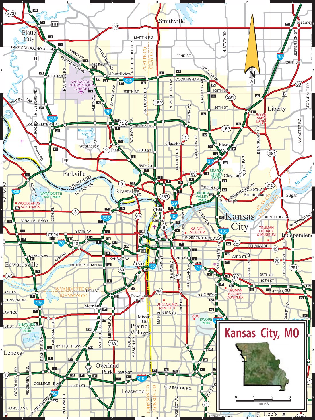 Large Detailed Road Map Of Kansas