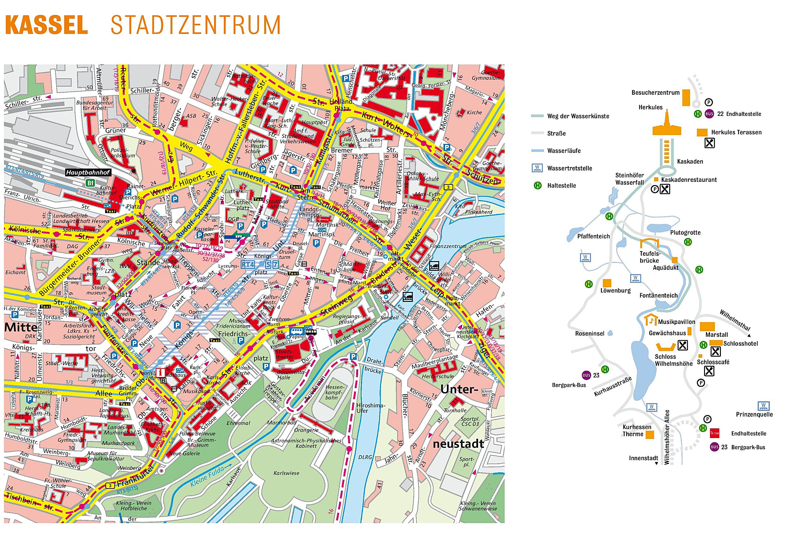 Stadtplan von Kassel Detaillierte gedruckte Karten von Kassel