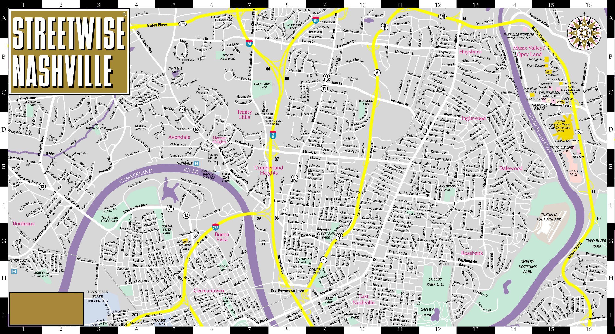 Printable Map Of Downtown Nashville - Printable World Holiday