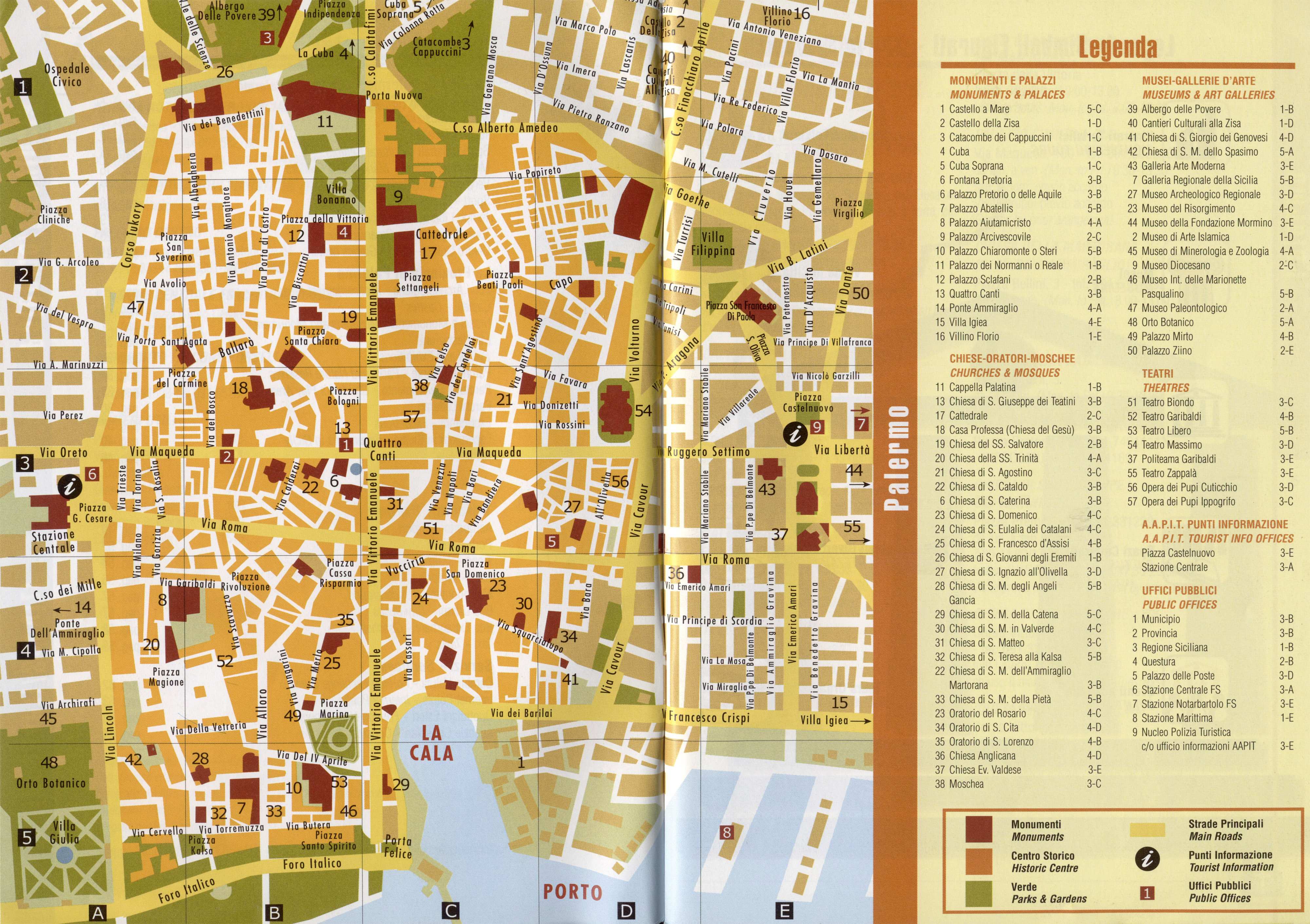 tourist map of palermo italy